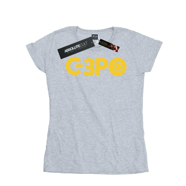 Li-cense Star wars dames the rise of skywalker c-3po tekst logo katoenen t-shirt UTBI43590_sportsgrey large