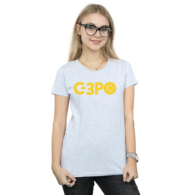 Li-cense Star wars dames the rise of skywalker c-3po tekst logo katoenen t-shirt UTBI43590_sportsgrey large