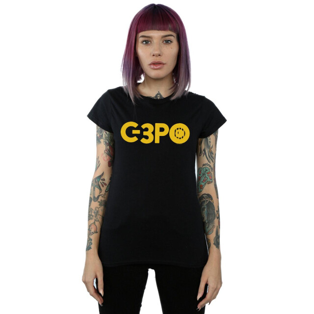 Li-cense Star wars dames the rise of skywalker c-3po tekst logo katoenen t-shirt UTBI43590_black large