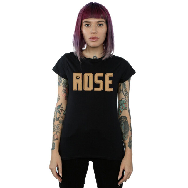 Li-cense Star wars dames the rise of skywalker rose tekst logo katoenen t-shirt UTBI43574_black large