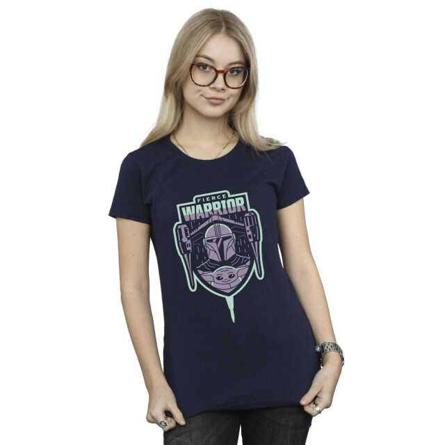 Li-cense Star wars dames the mandalorian fierce warrior patch katoenen t-shirt UTBI43424_navyblue large