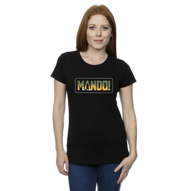 Li-cense Star wars dames the mandalorian mando cutout katoenen t-shirt UTBI43416_black large