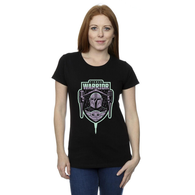 Li-cense Star wars dames the mandalorian fierce warrior patch katoenen t-shirt UTBI43424_black large
