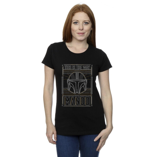 Li-cense Star wars dames the mandalorian the way outline helm katoenen t-shirt UTBI43361_black large