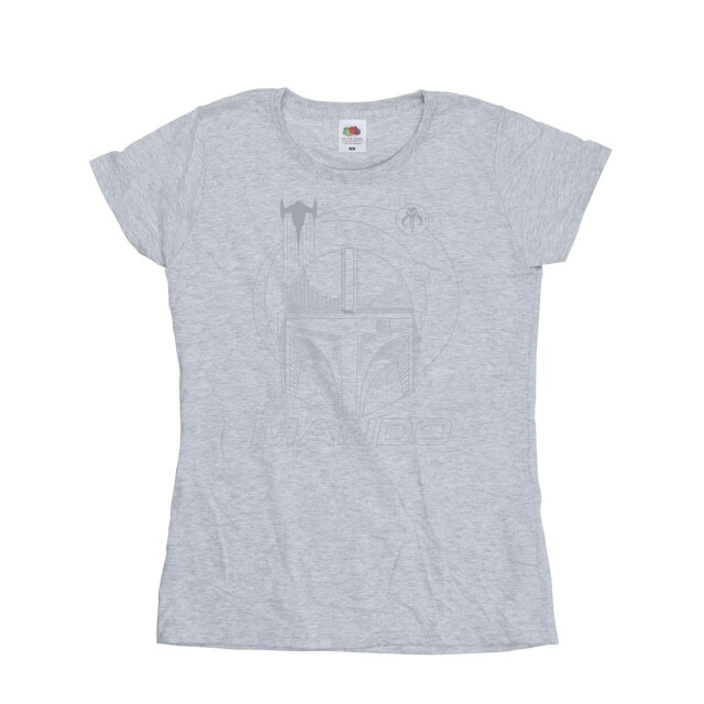 Li-cense Star wars dames the mandalorian ringen helm katoenen t-shirt UTBI43382_sportsgrey large