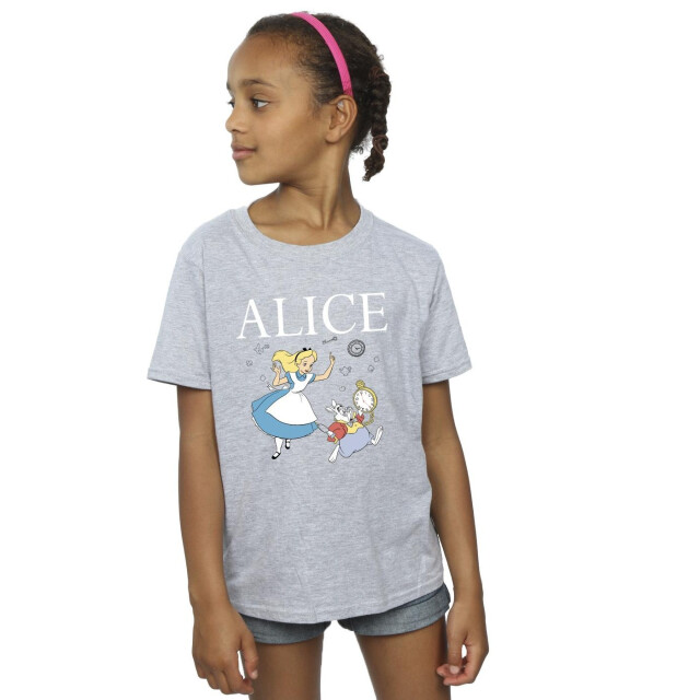 Li-cense Disney meisjes alice in wonderland volg het konijn katoenen t-shirt UTBI6347_sportsgrey large