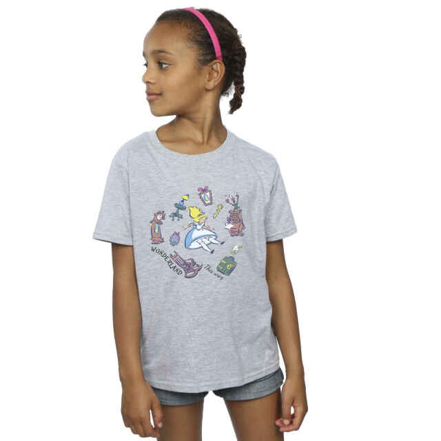 Li-cense Disney meisjes alice in wonderland vallend katoenen t-shirt UTBI6260_sportsgrey large