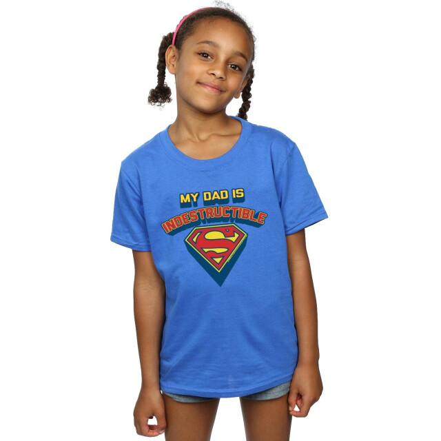 Li-cense Dc comics meisjes superman mijn vader is onverwoestbaar t-shirt van katoen UTBI47992_royalblue large