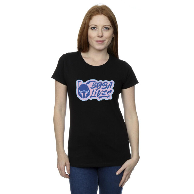 Li-cense Star wars dames het boek van boba fett leeft pocket katoenen t-shirt UTBI38354_black large