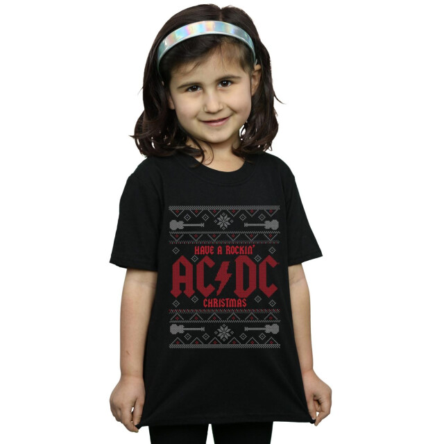 Li-cense Acdc meisjes hebben een rockin kerstmis katoenen t-shirt UTBI3888_black large