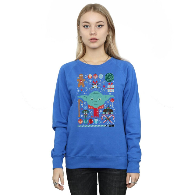 Li-cense Star wars dames yoda kerst sweatshirt UTBI37402_royalblue large