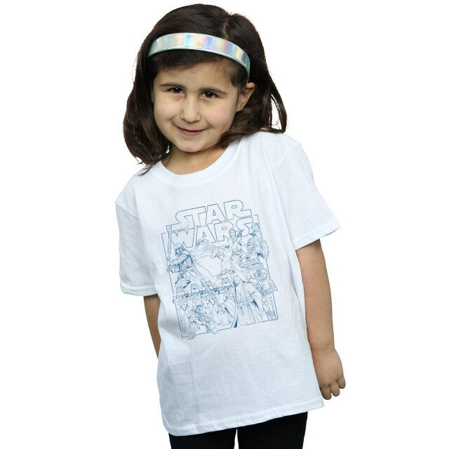 Li-cense Star wars katoenen t-shirt met schetsen voor meisjes UTBI37292_white large