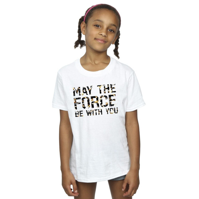 Li-cense Star wars meisjes may the force ingevuld katoenen t-shirt UTBI37950_white large