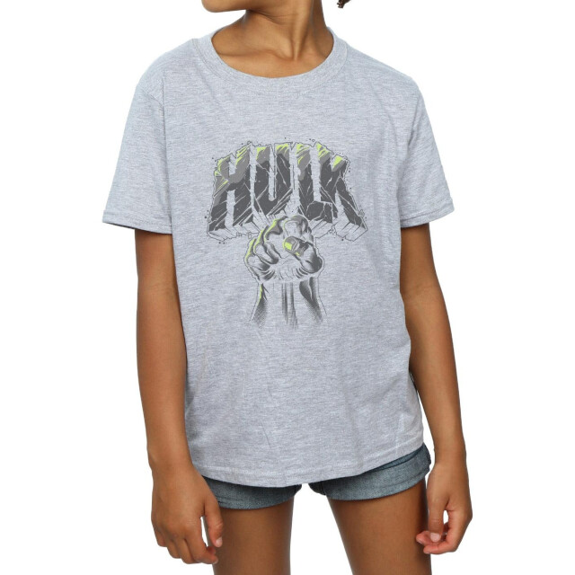 Li-cense Marvel meisjes hulk punch logo katoenen t-shirt UTBI3503_sportsgrey large