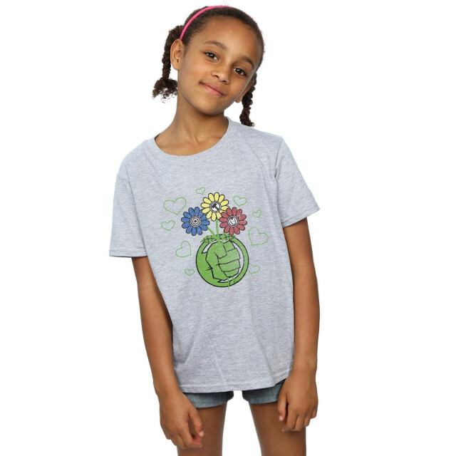 Li-cense Marvel meisjes hulk bloemvuist katoenen t-shirt UTBI3464_sportsgrey large