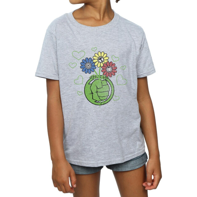Li-cense Marvel meisjes hulk bloemvuist katoenen t-shirt UTBI3464_sportsgrey large