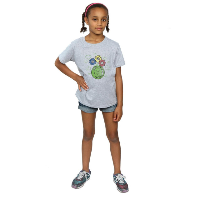 Li-cense Marvel meisjes hulk bloemvuist katoenen t-shirt UTBI3464_sportsgrey large