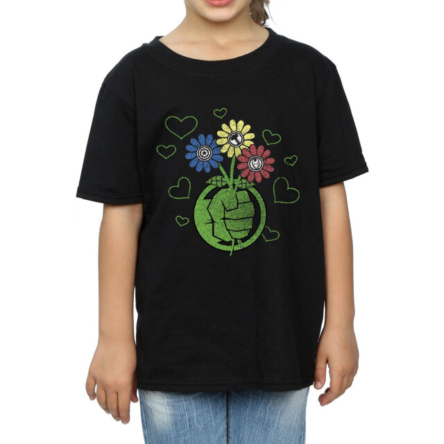 Li-cense Marvel meisjes hulk bloemvuist katoenen t-shirt UTBI3464_black large