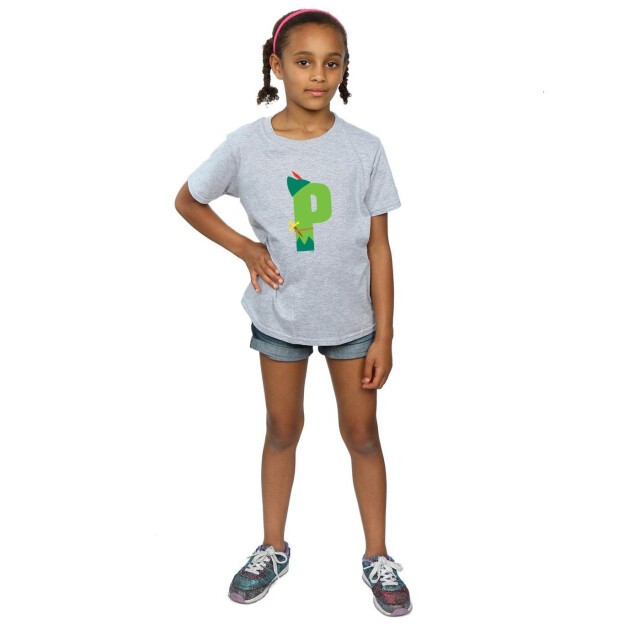 Li-cense Disney meisjes alphabet p is for peter pan katoenen t-shirt UTBI33363_sportsgrey large