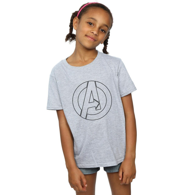 Li-cense Marvel meisjes avengers assemble a logo outline katoenen t-shirt UTBI3419_sportsgrey large