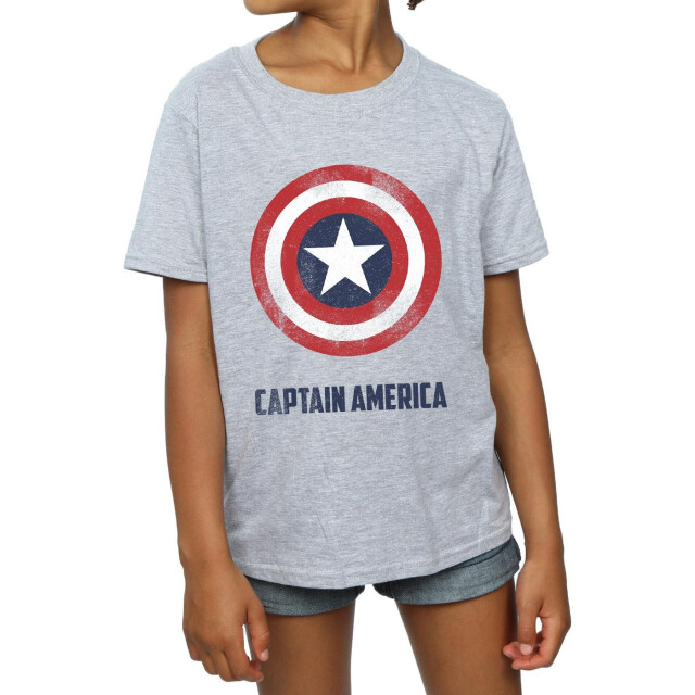 Li-cense Marvel meisjes captain america schild tekst katoenen t-shirt UTBI3420_sportsgrey large