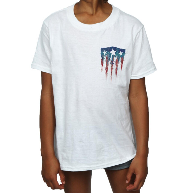Li-cense Marvel meisjes captain america splatter shield faux pocket katoenen t-shirt UTBI3421_white large