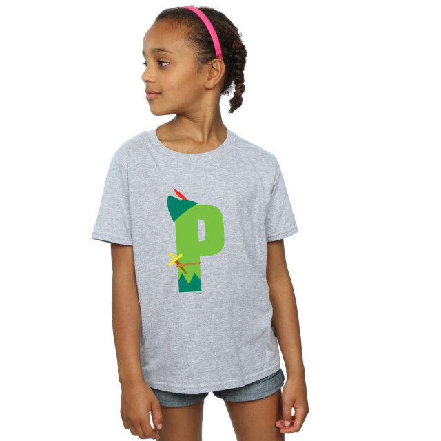 Li-cense Disney meisjes alphabet p is for peter pan katoenen t-shirt UTBI33363_sportsgrey large