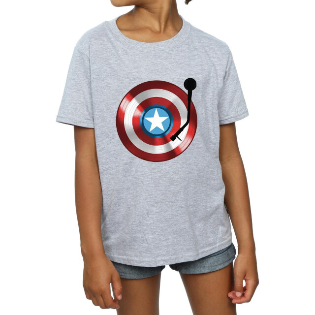 Li-cense Marvel meisjes captain america draaischijf katoenen t-shirt UTBI3373_sportsgrey large