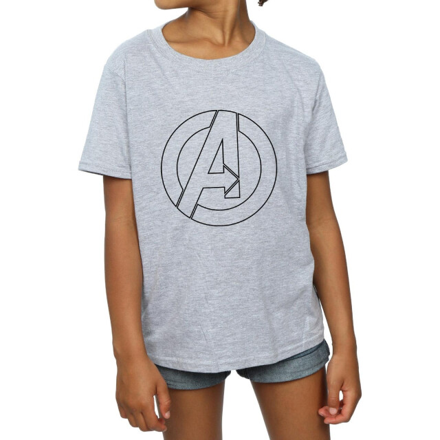 Li-cense Marvel meisjes avengers assemble a logo outline katoenen t-shirt UTBI3419_sportsgrey large
