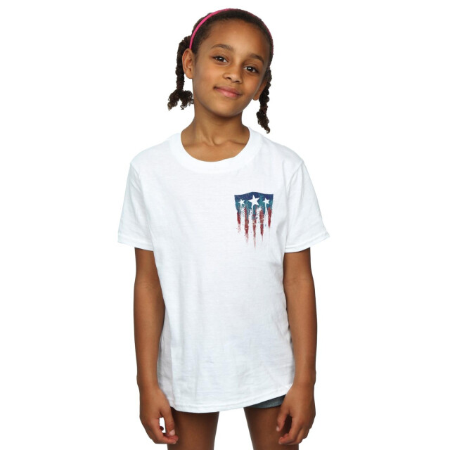 Li-cense Marvel meisjes captain america splatter shield faux pocket katoenen t-shirt UTBI3421_white large