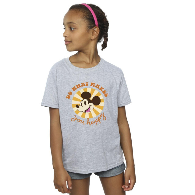 Li-cense Disney meisjes mickey mouse doe wat je gelukkig maakt katoenen t-shirt UTBI30494_sportsgrey large