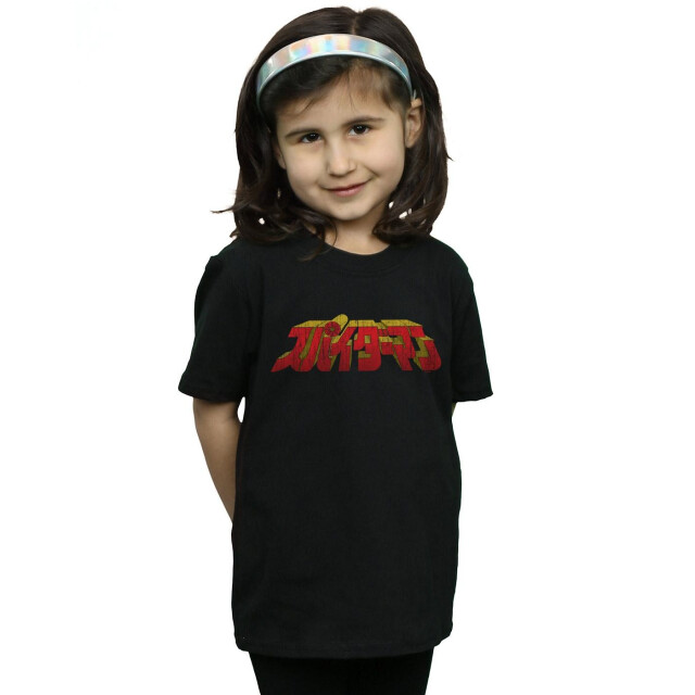 Li-cense Marvel meisjes spider-man japans logo katoenen t-shirt UTBI31653_black large