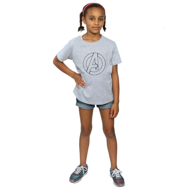 Li-cense Marvel meisjes avengers assemble a logo outline katoenen t-shirt UTBI3419_sportsgrey large