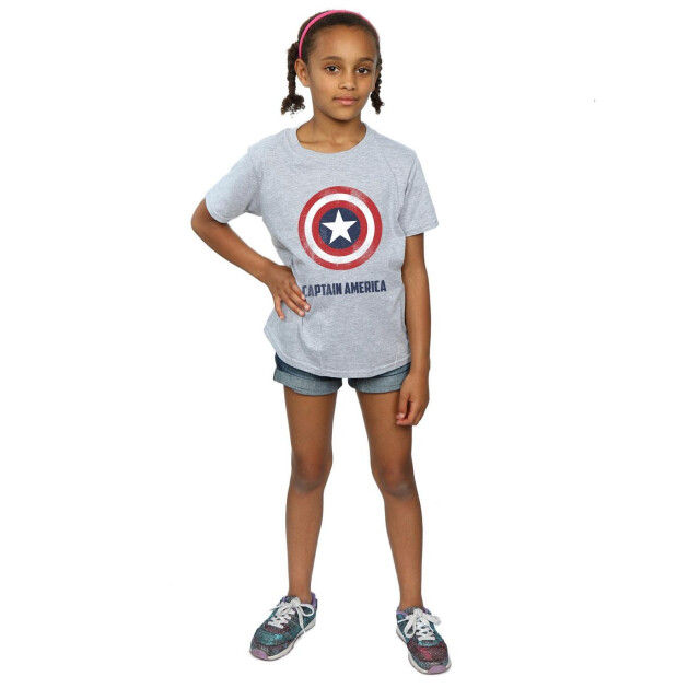 Li-cense Marvel meisjes captain america schild tekst katoenen t-shirt UTBI3420_sportsgrey large