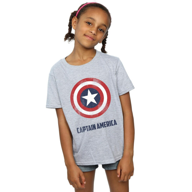 Li-cense Marvel meisjes captain america schild tekst katoenen t-shirt UTBI3420_sportsgrey large