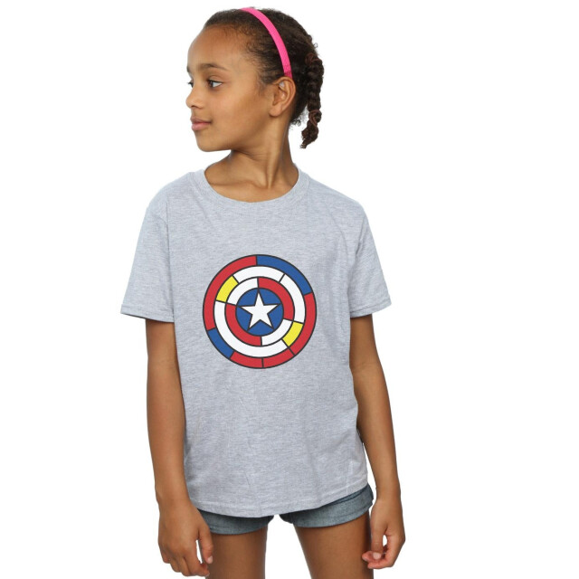 Li-cense Marvel meisjes captain america gebrandschilderd glazen schild katoenen t-shirt UTBI31401_sportsgrey large