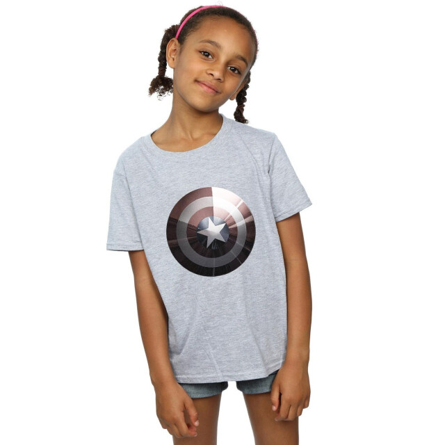 Li-cense Marvel meisjes kapitein amerika schild glanzend katoenen t-shirt UTBI3280_sportsgrey large