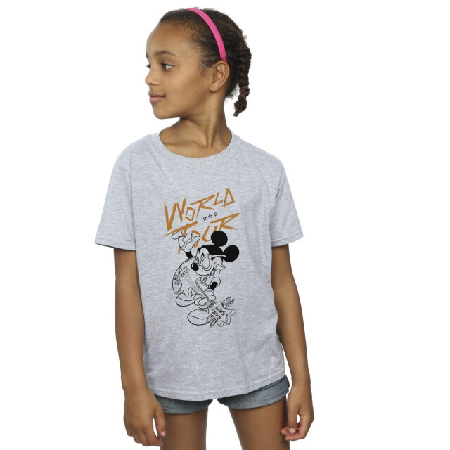 Li-cense Disney meisjes mickey mouse world tour line katoenen t-shirt UTBI30613_sportsgrey large