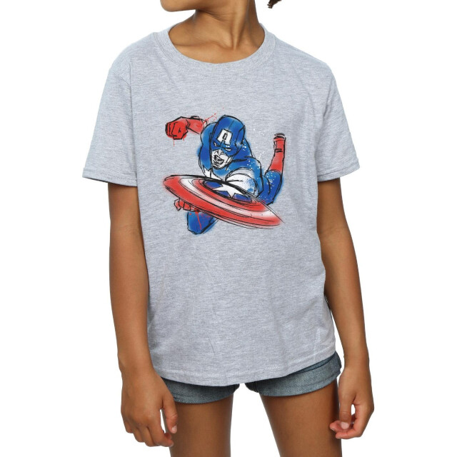 Li-cense Marvel meisjes avengers captain america spuit katoen t-shirt UTBI3224_sportsgrey large