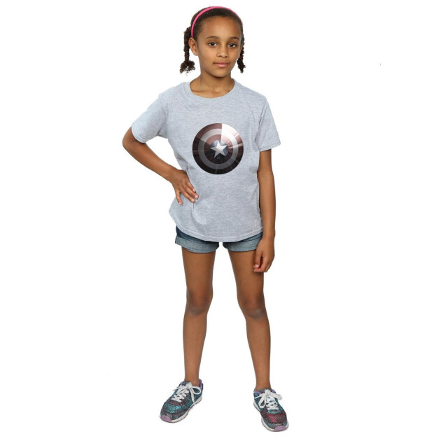 Li-cense Marvel meisjes kapitein amerika schild glanzend katoenen t-shirt UTBI3280_sportsgrey large