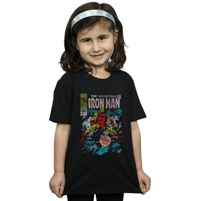 Li-cense Marvel meisjes invincible iron man distressed issue one katoenen t-shirt UTBI31134_black large