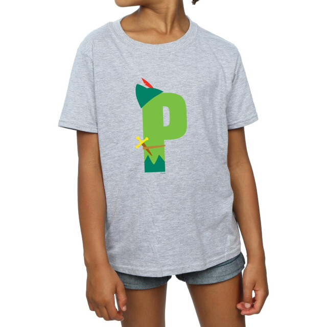 Li-cense Disney meisjes alphabet p is for peter pan katoenen t-shirt UTBI33363_sportsgrey large