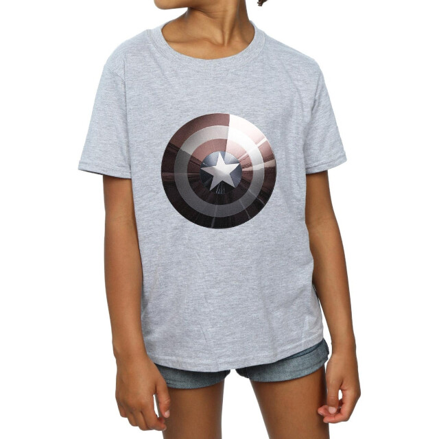 Li-cense Marvel meisjes kapitein amerika schild glanzend katoenen t-shirt UTBI3280_sportsgrey large