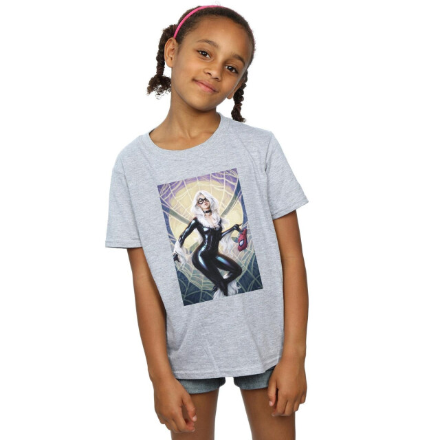 Li-cense Marvel meisjes zwart kat kunstwerk katoenen t-shirt UTBI31258_sportsgrey large