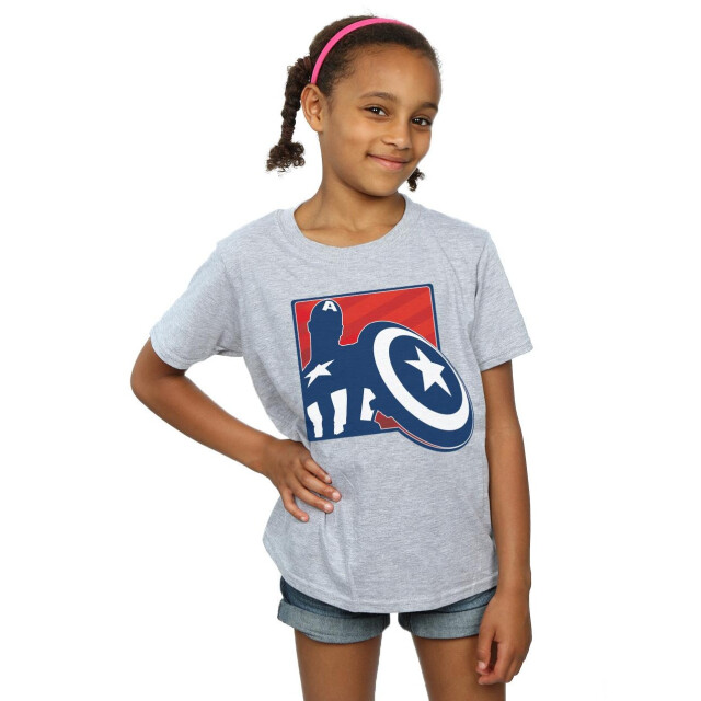 Li-cense Marvel meisjes avengers captain america outline katoenen t-shirt UTBI2793_sportsgrey large