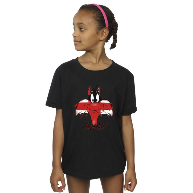 Li-cense Looney tunes meisjes sylvester england gezicht katoenen t-shirt UTBI25526_black large