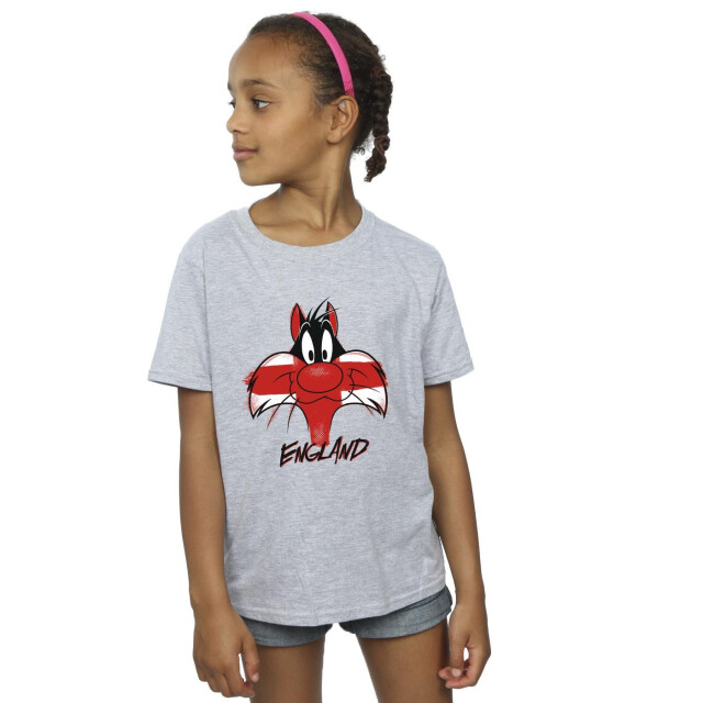 Li-cense Looney tunes meisjes sylvester england gezicht katoenen t-shirt UTBI25526_sportsgrey large