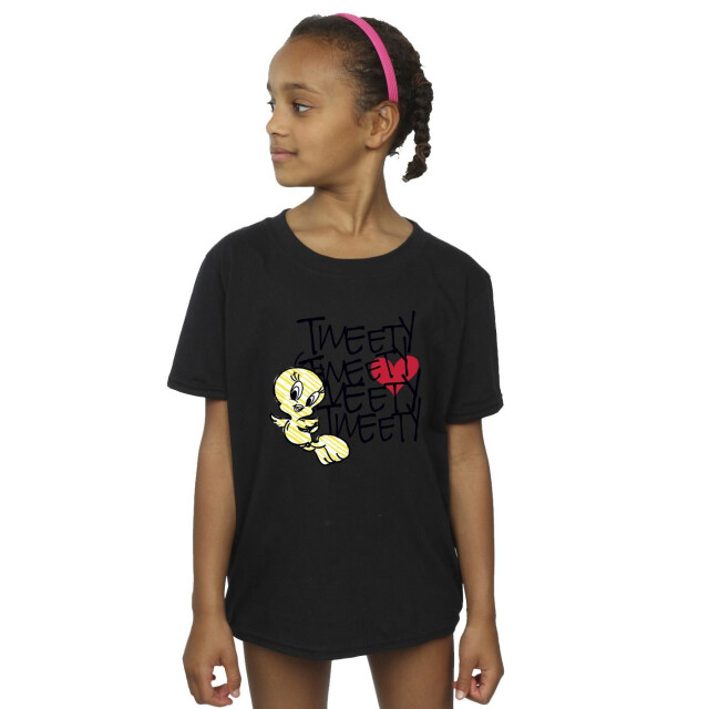Li-cense Looney tunes meisjes tweety liefde hart katoenen t-shirt UTBI25325_black large