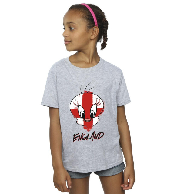 Li-cense Looney tunes meisjes tweety engeland gezicht katoenen t-shirt UTBI25568_sportsgrey large