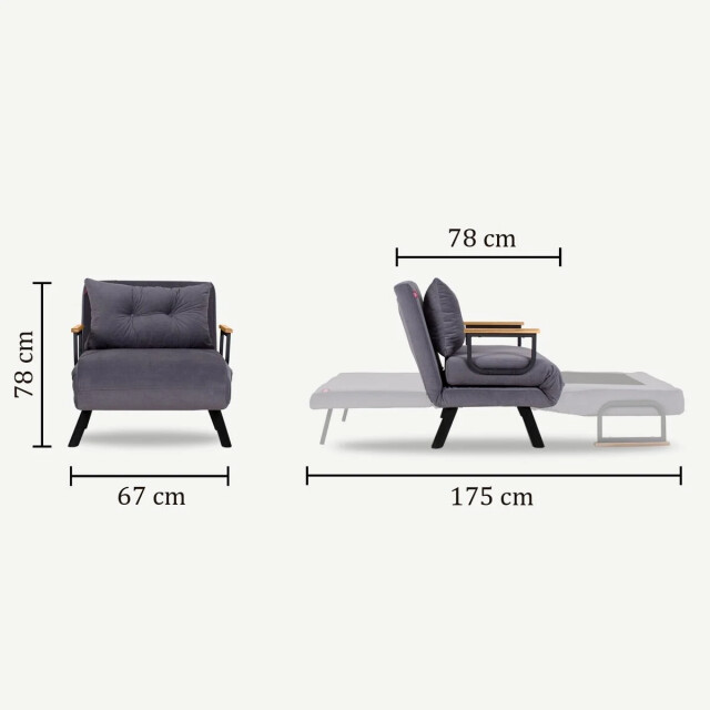 CaliCosy Slaapfauteuil in stof met metalen poten l67 cm sando 3178550 large